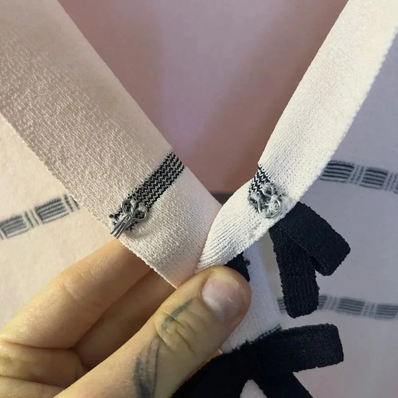 Alfani Womens Cardigan Preppy Chic Y2K Open Front Knit Bow Sweater Coquette Pink - Picture 5 of 10